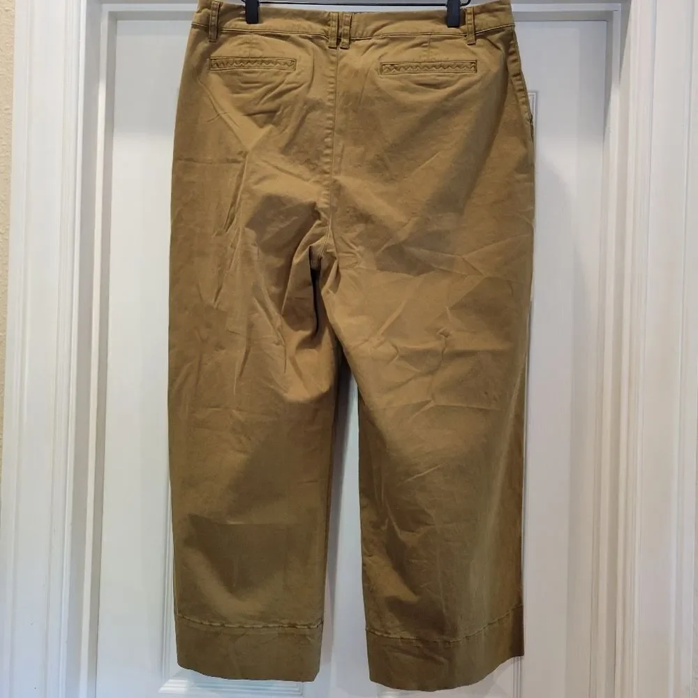 Garnet Hill organic cotton chino wide leg, brown/camel size 14
